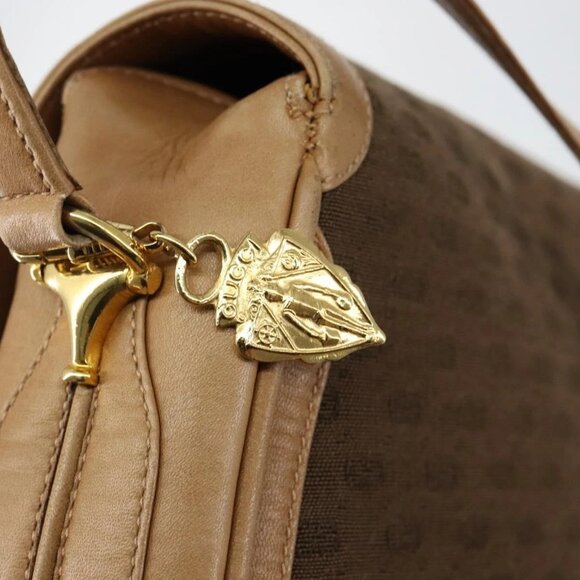 GUCCI Micro GG Canvas Shoulder Bag Brown Gold Auth BA6220 - Picture 10 of 14